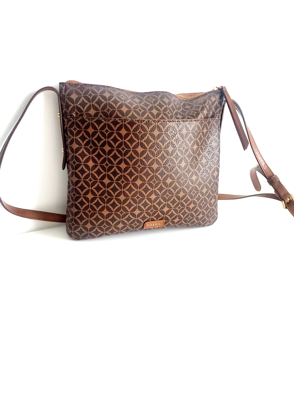Fossil Brown Patterned Crossbody Bag